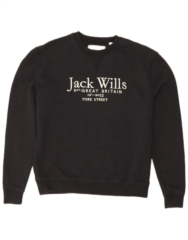 Pulover Jack Wills pentru bărbați cu grafică, bumbac mic, negru