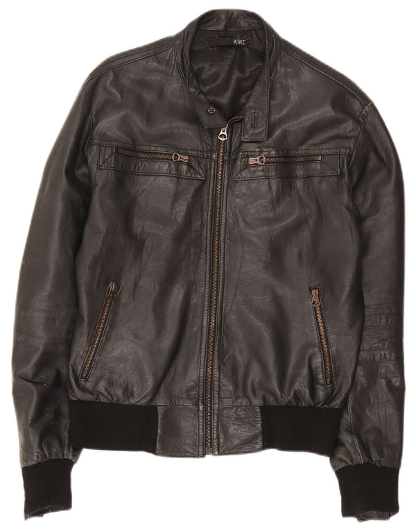 Jachetă din piele pentru bărbați Kikc UK 38 Medium Black