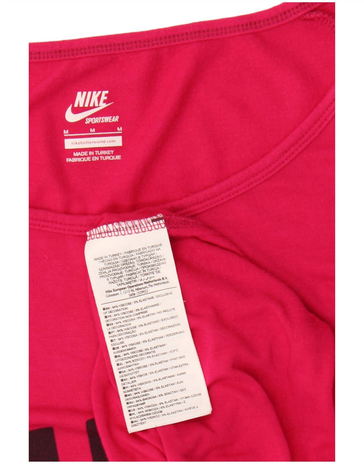Top grafic pentru femei Nike cu mânecă lungă UK 14 Medium Pink Viscose