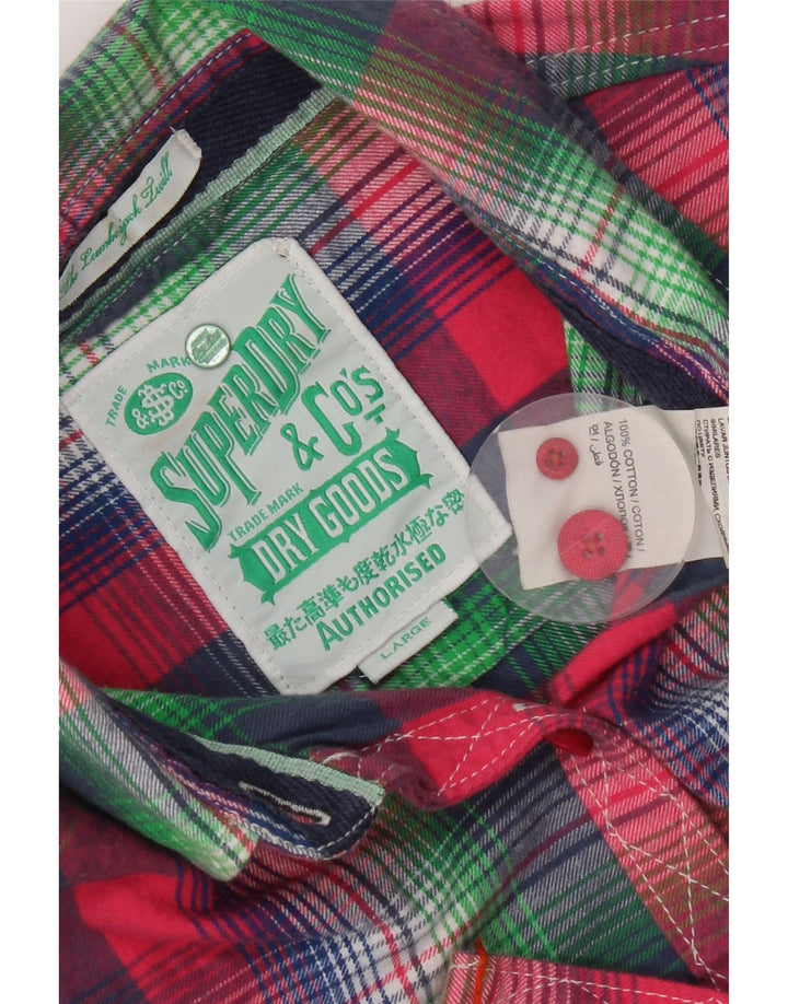 Cămașă Superdry pentru femei UK 14, mare, roz din bumbac cu carouri