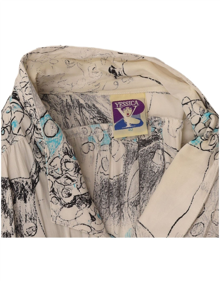 YESSICA Rochie A-Line cu model abstract supradimensionat pentru femei EU 40 Alb mediu