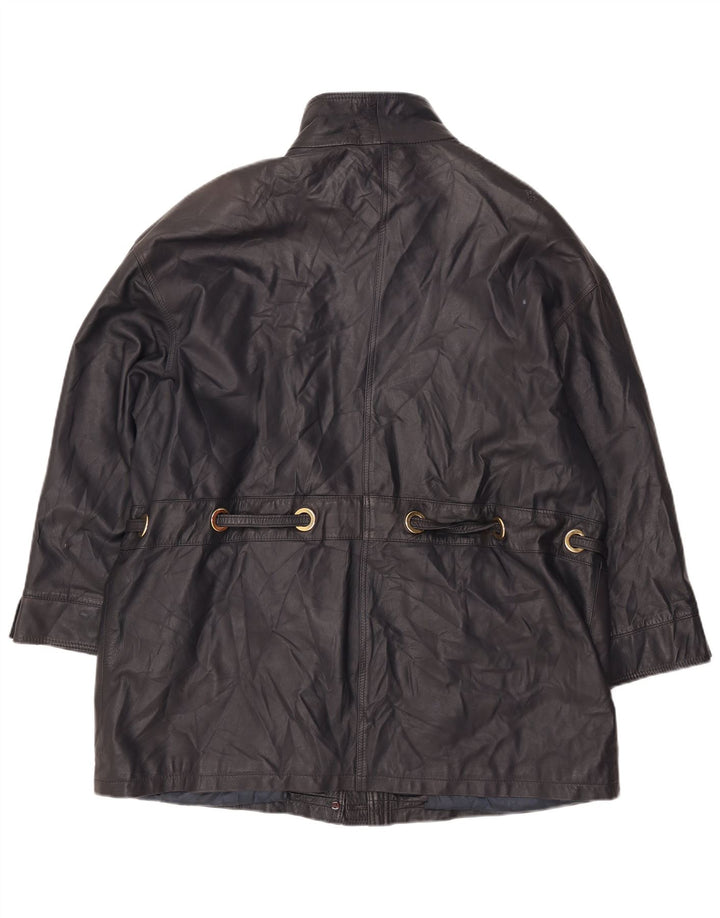 PER ME Jachetă de piele pentru femei UK 22 2XL Piele neagră