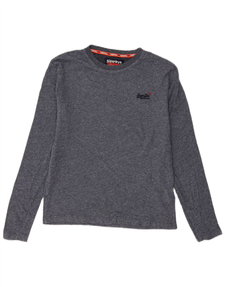 Top pentru bărbați Superdry cu mânecă lungă din bumbac albastru mediu