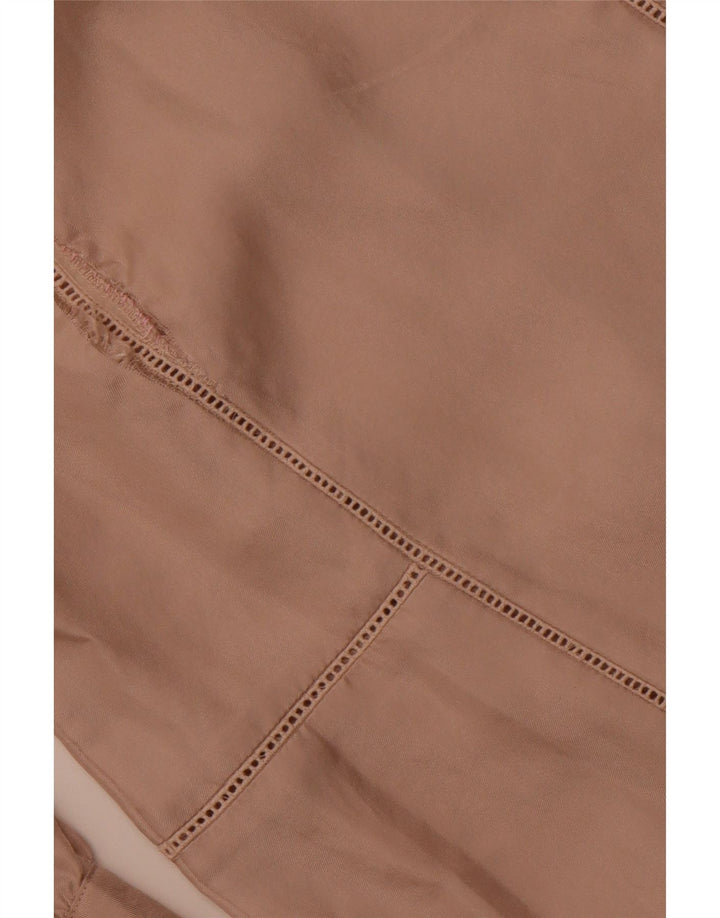 JIGSAW Bluză cu mâneci 3/4 pentru femei UK 10 Mic Bej Mătase