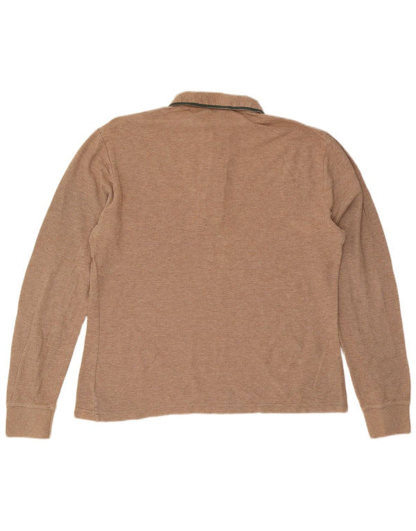 Tricou polo pentru bărbați Heritage, cu mânecă lungă, slim, bumbac, bej mediu