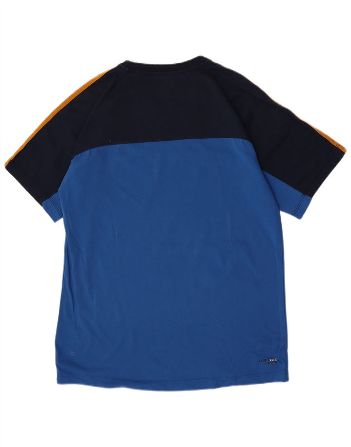 Tricou obișnuit cu mânecă scurtă Adidas pentru bărbați Top mediu albastru din bumbac color bloc