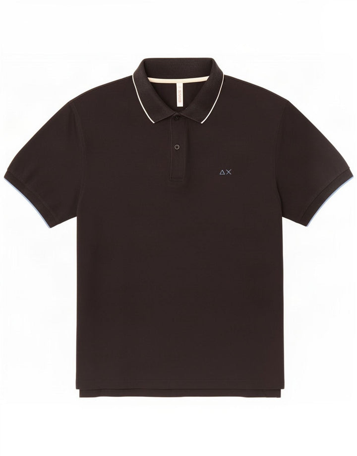 Tricou polo Sun68 pentru bărbați, bumbac negru 2XL