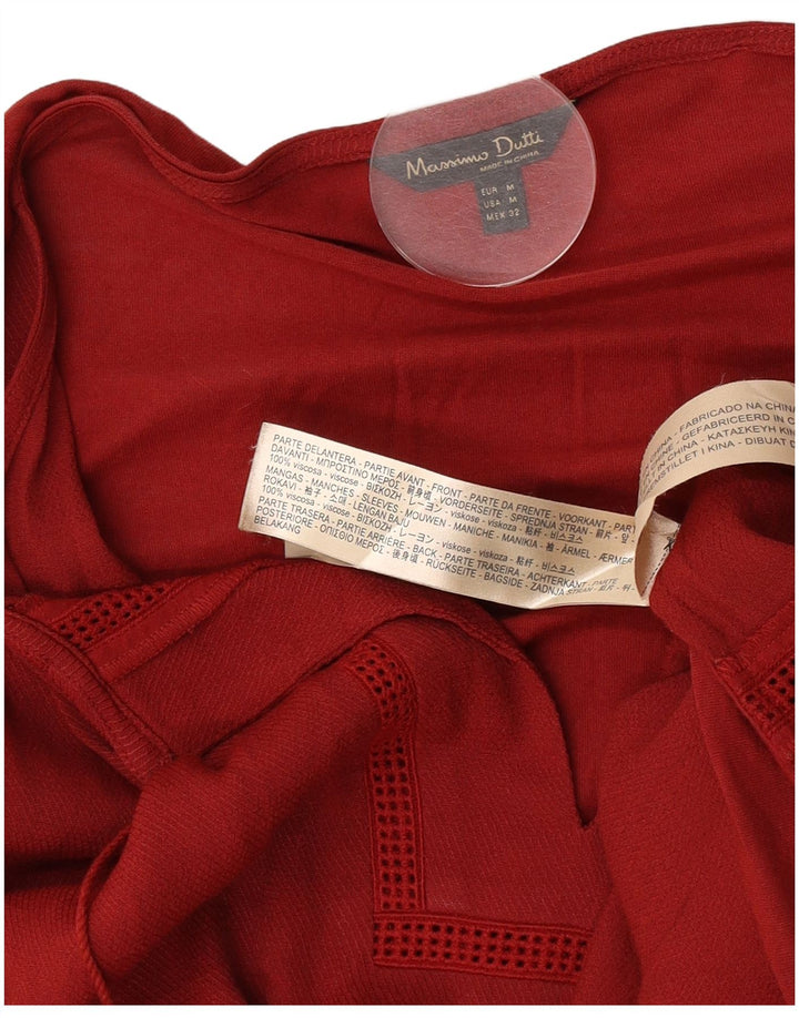 Top cu tunică cu mâneci 3/4 pentru femei Massimo Dutti, UK 14, viscoză medie burgundă