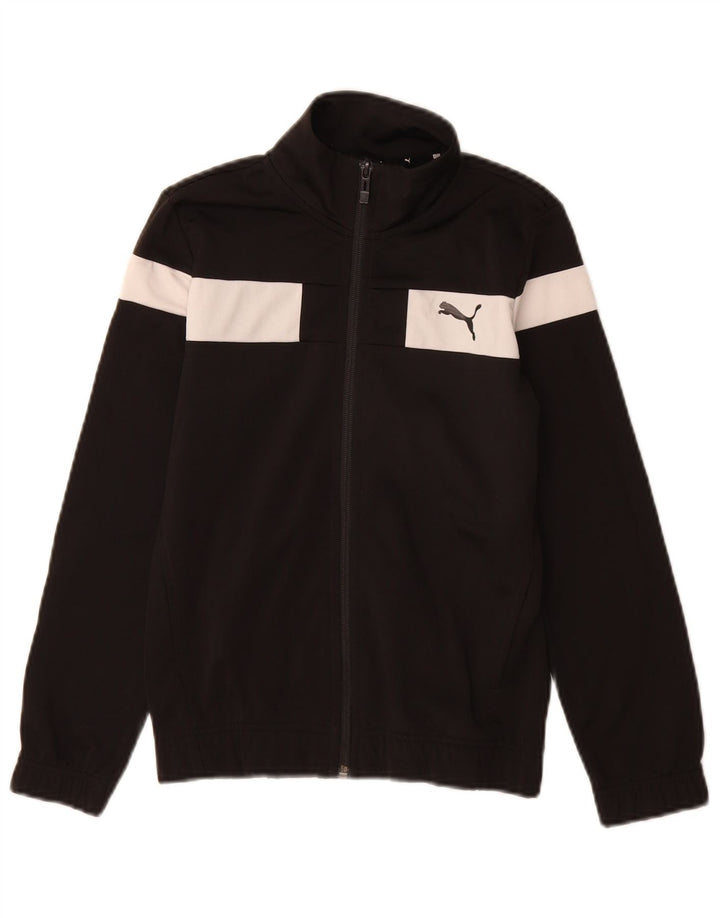 Jachetă de trening Puma pentru băieți 9-10 ani, negru, poliester color bloc