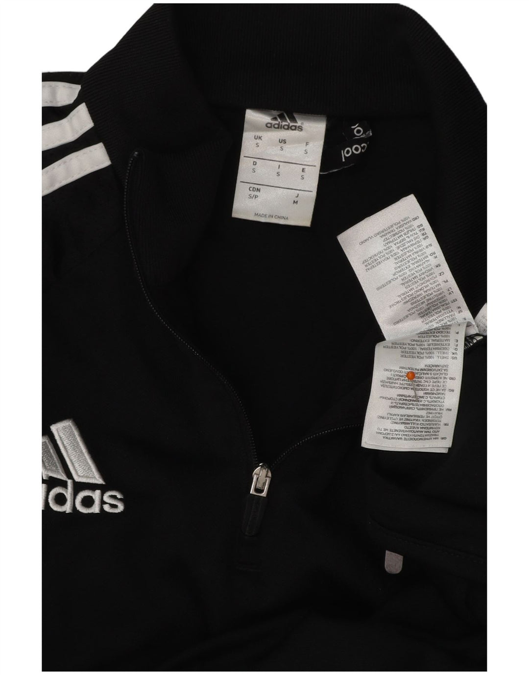 ADIDAS Mens Graphic Zip Neck Pullover Tracksuit Top Small Black Polyester