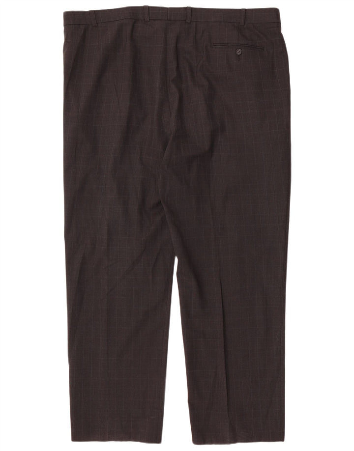 Marks & Spencer Pantaloni drepți pentru bărbați L44 L31 Poliester cu carouri gri