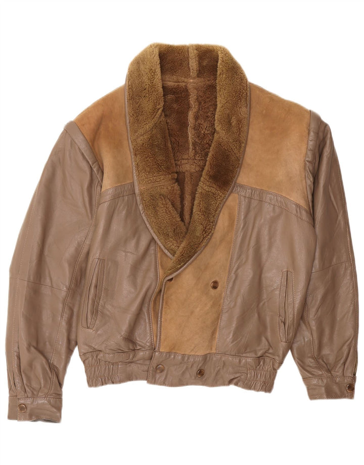 Jachetă vintage pentru bărbați din shearling IT 52 XL maro
