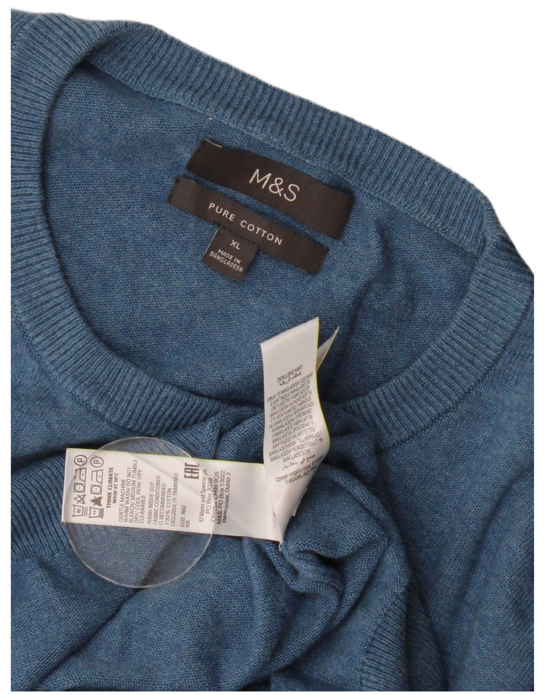 Pulover pentru bărbați Marks & Spencer, cu gât crew, XL, bumbac, albastru
