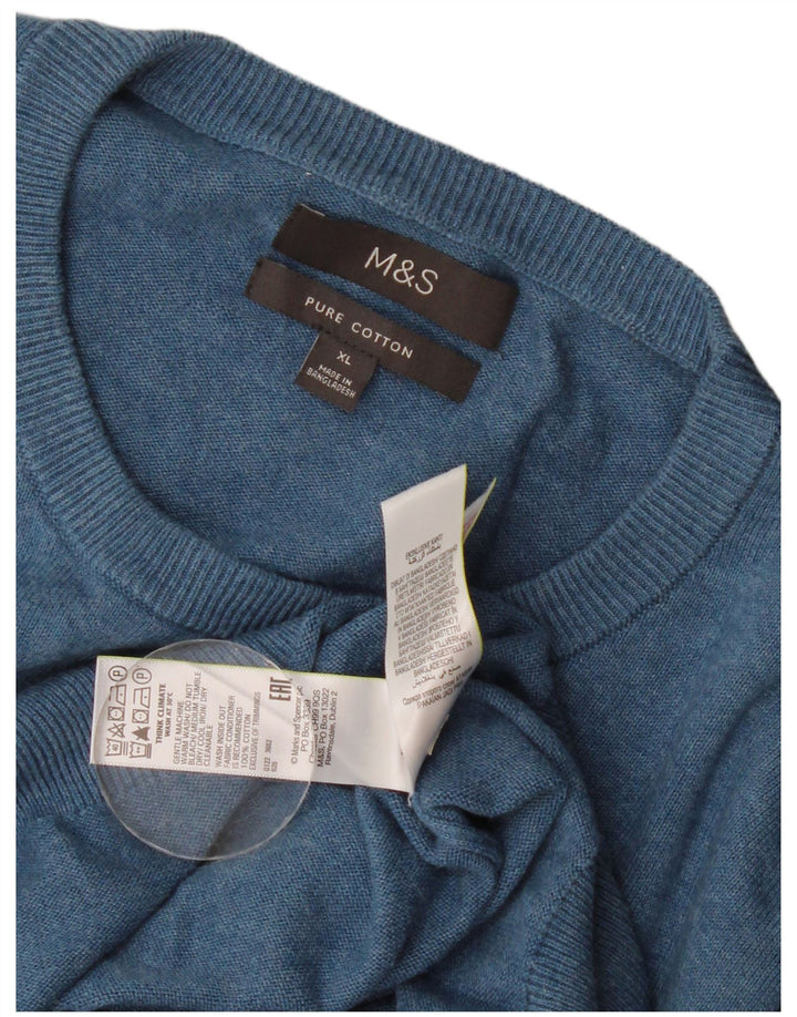 Pulover pentru bărbați Marks & Spencer, cu gât crew, XL, bumbac, albastru