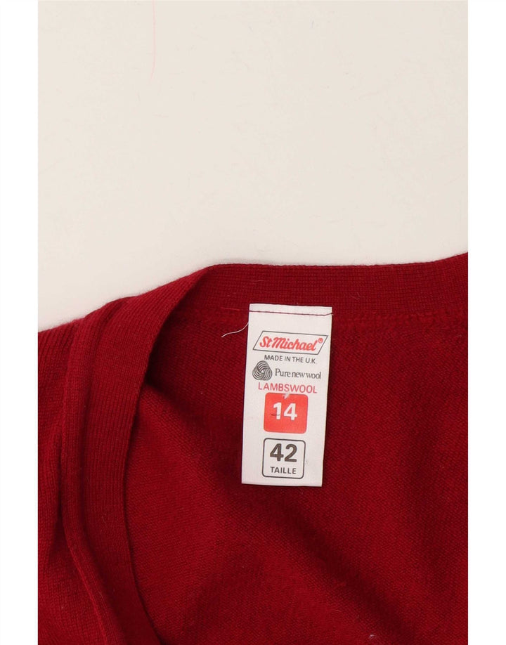 Pulover Cardigan St Michael pentru damă UK 14 Lână mare bordeaux