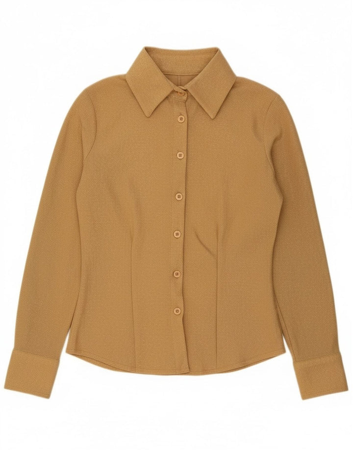 Cămașă vintage pentru femei UK 10 Small Gold Poliester