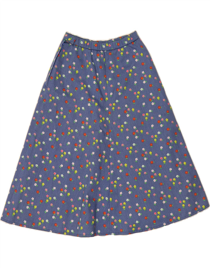 VINTAGE Womens A-Line Skirt W26 Small  Blue Floral Vintage Vintage and Second-Hand Vintage from Messina Hembry 