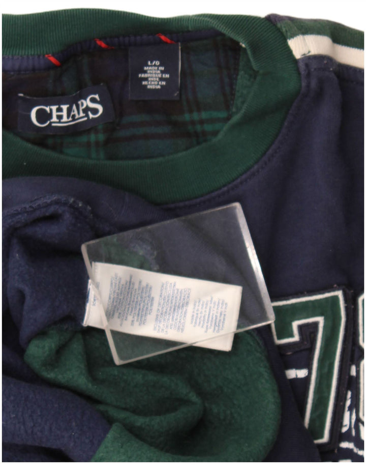Pulover grafic pentru bărbați Chaps Pulover mare, albastru bleumarin, bumbac color bloc