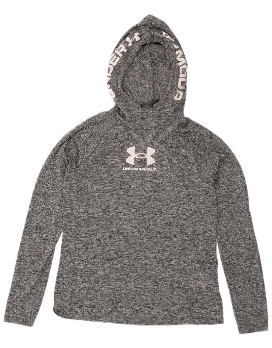 Top grafic cu glugă pentru bărbați Under Armour, cu mânecă lungă, gri mediu, pete