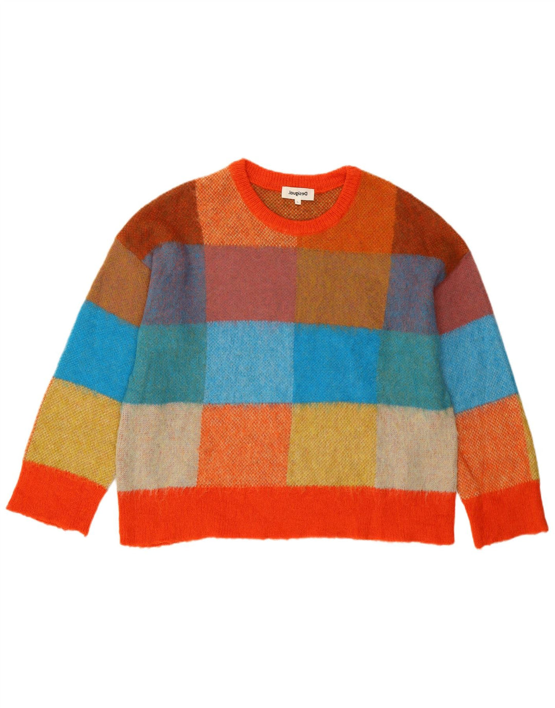 Pulover Desigual pentru femei cu decolteu triplu UK 16, mare, multicolor, acrilic