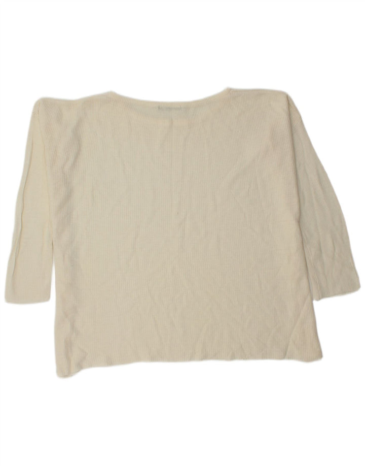 Pulover de damă Zara supradimensionat cu gât de barcă UK 14 Medium Off White