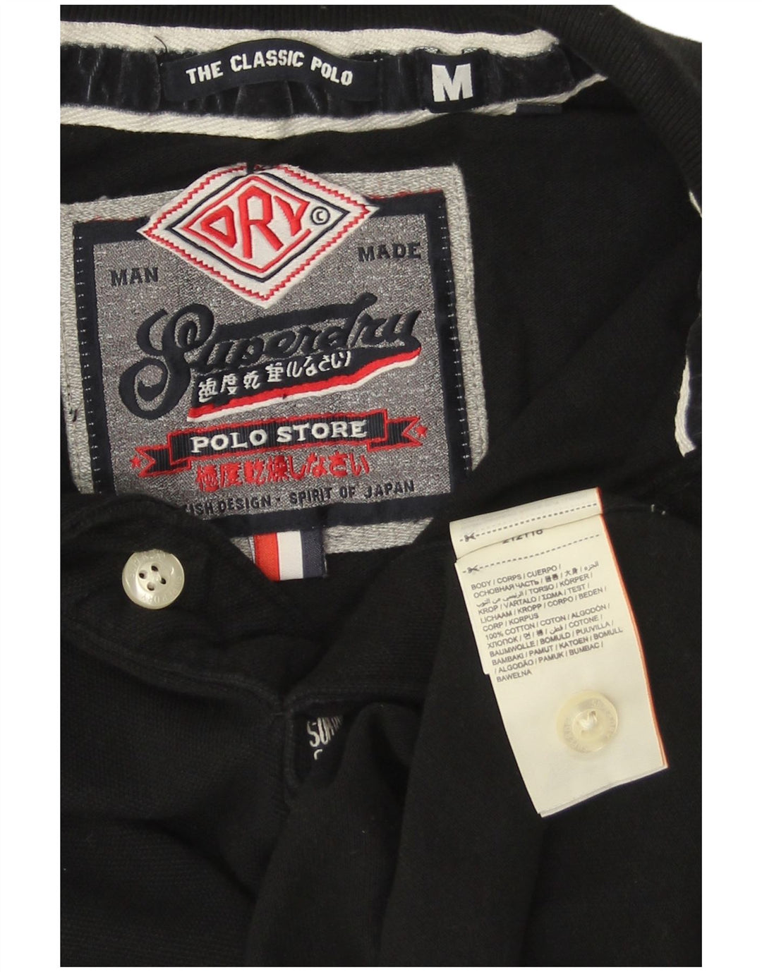 SUPERDRY tricou polo clasic pentru bărbați, bumbac mediu negru