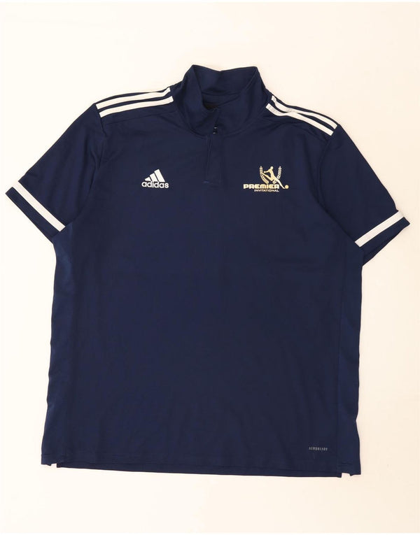 Tricou polo Adidas Aeroready Graphic pentru bărbați, 2XL, bleumarin, bloc de culoare