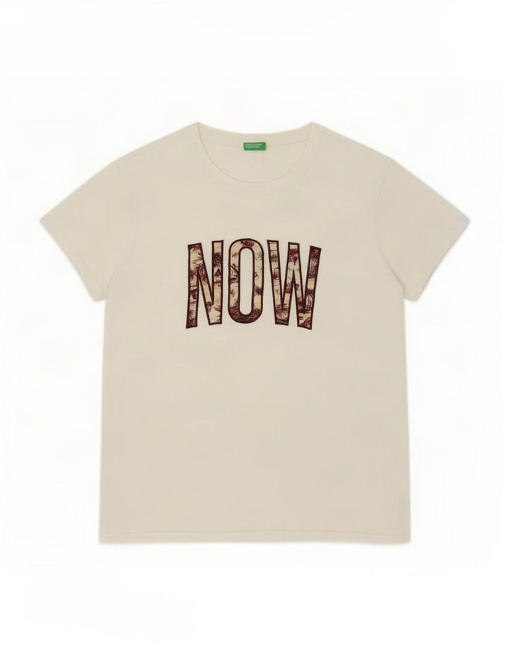 Tricou grafic Benetton pentru bărbați Top Medium White Bumbac