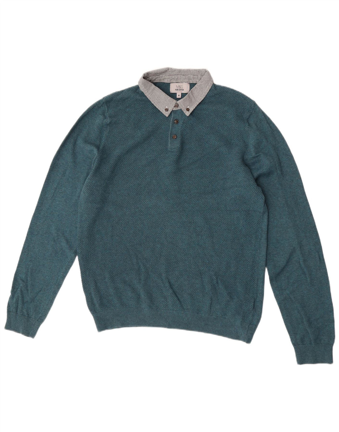 Pulover pentru bărbați Marks & Spencer, cu gât polo, verde mediu, color block