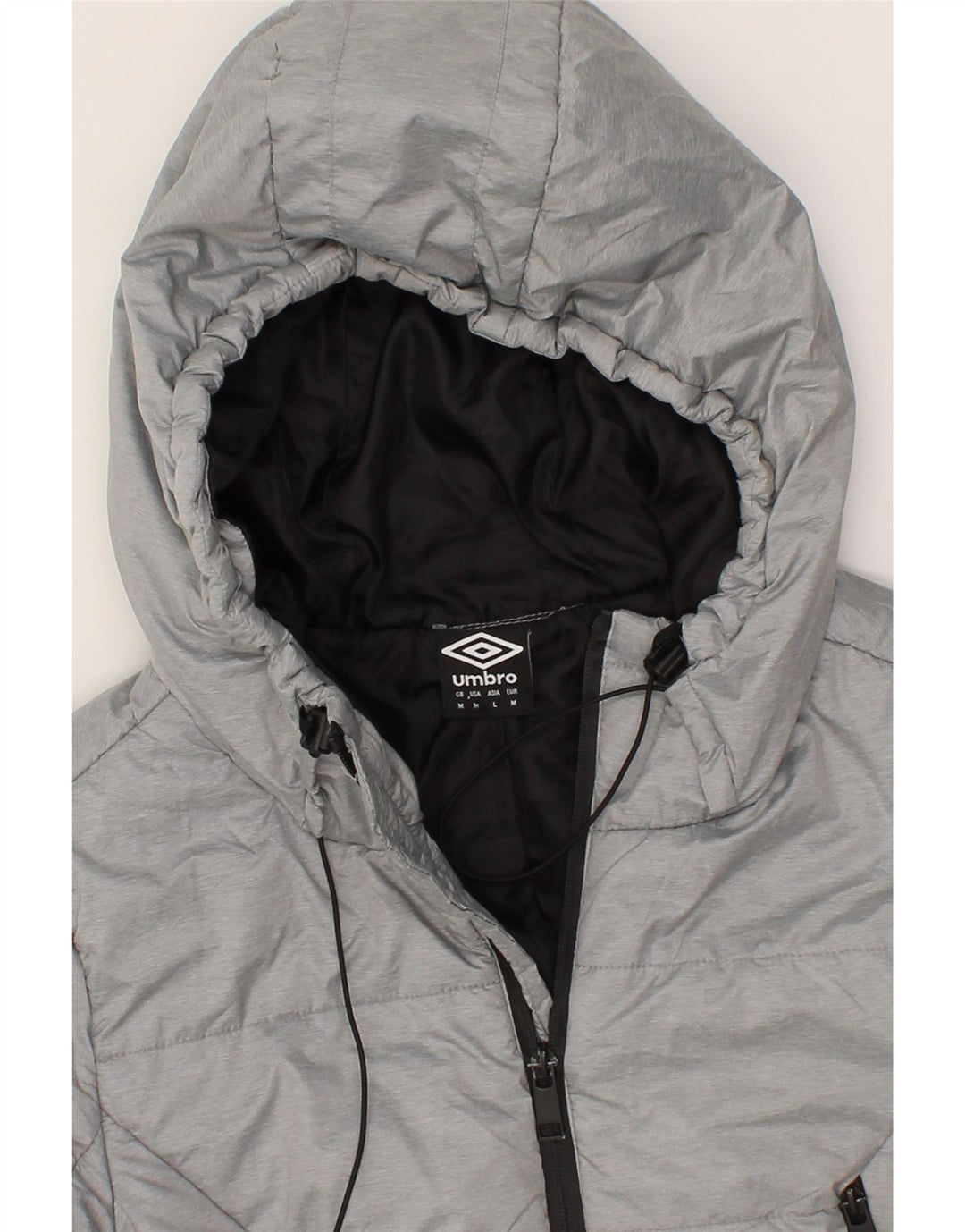 UMBRO Mens Hooded Padded Jacket UK 38 Medium Grey Vintage Umbro and Second-Hand Umbro from Messina Hembry 