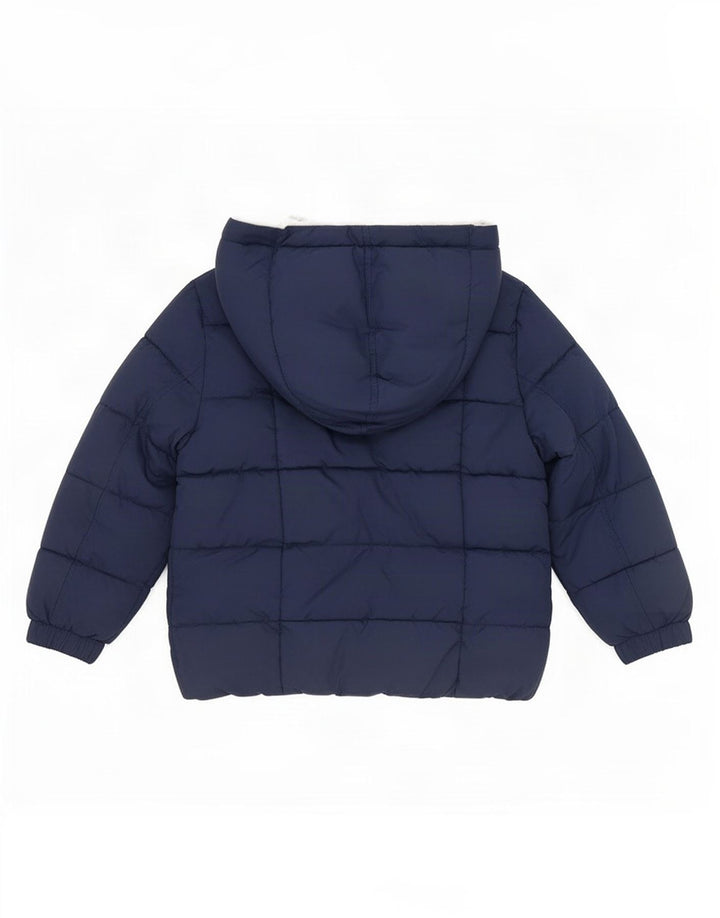 Jachetă căptușită cu glugă Benetton pentru băieți 2-3 ani poliester bleumarin
