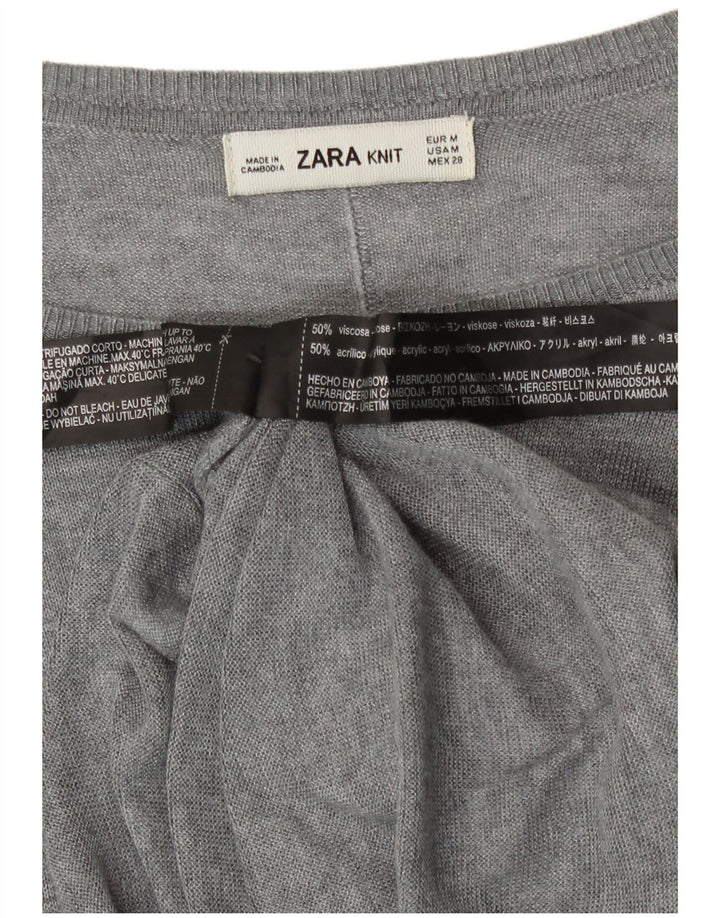 Pulover pentru femeie Zara cu gât de barcă UK 14, viscoză, gri mediu