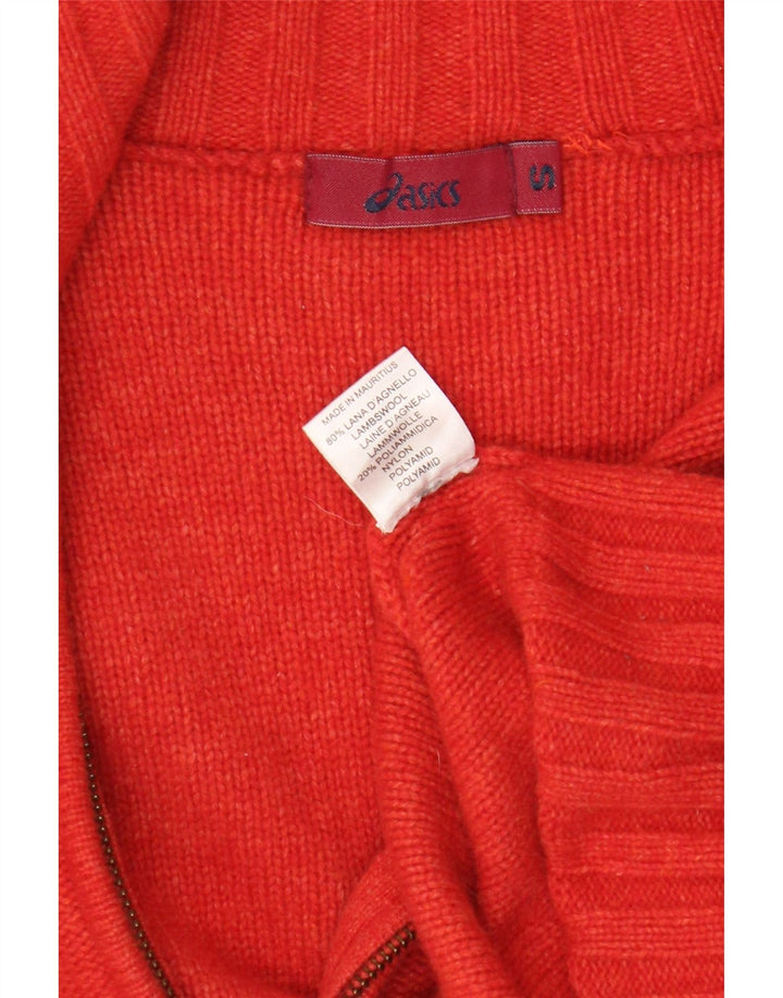 Pulover cardigan pentru femei Asics UK 10, roșu mic, lână de miel color bloc