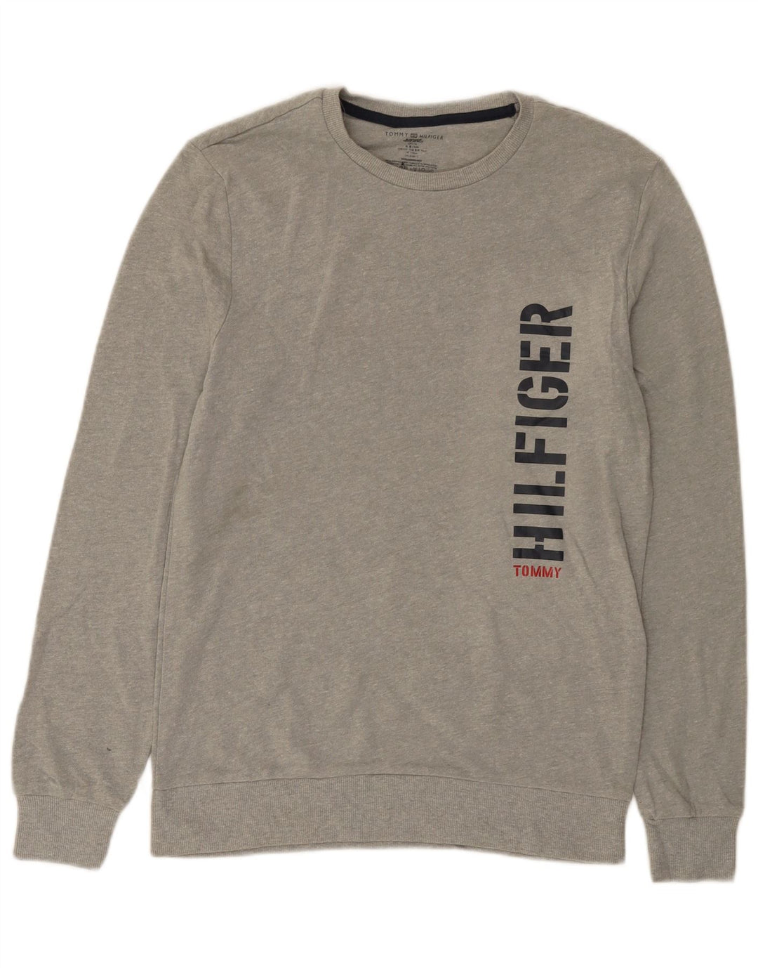 TOMMY HILFIGER Hanorac grafic pentru bărbați Pulover mic, gri, bumbac