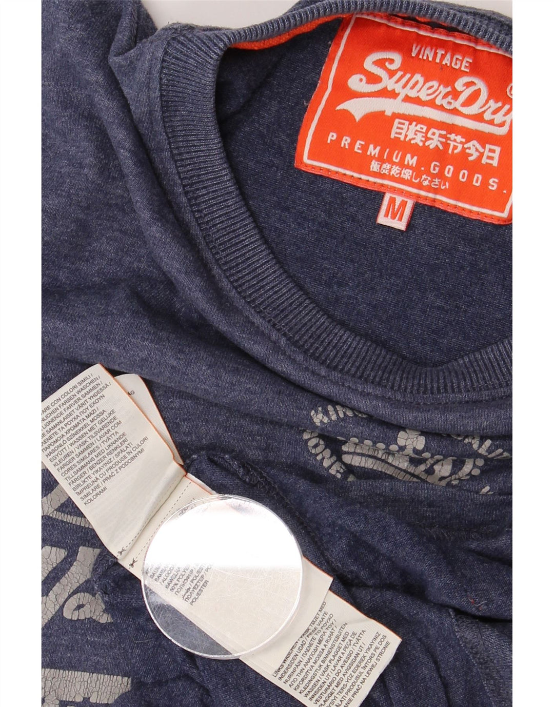 SUPERDRY tricou grafic pentru bărbați Top mediu din bumbac bleumarin