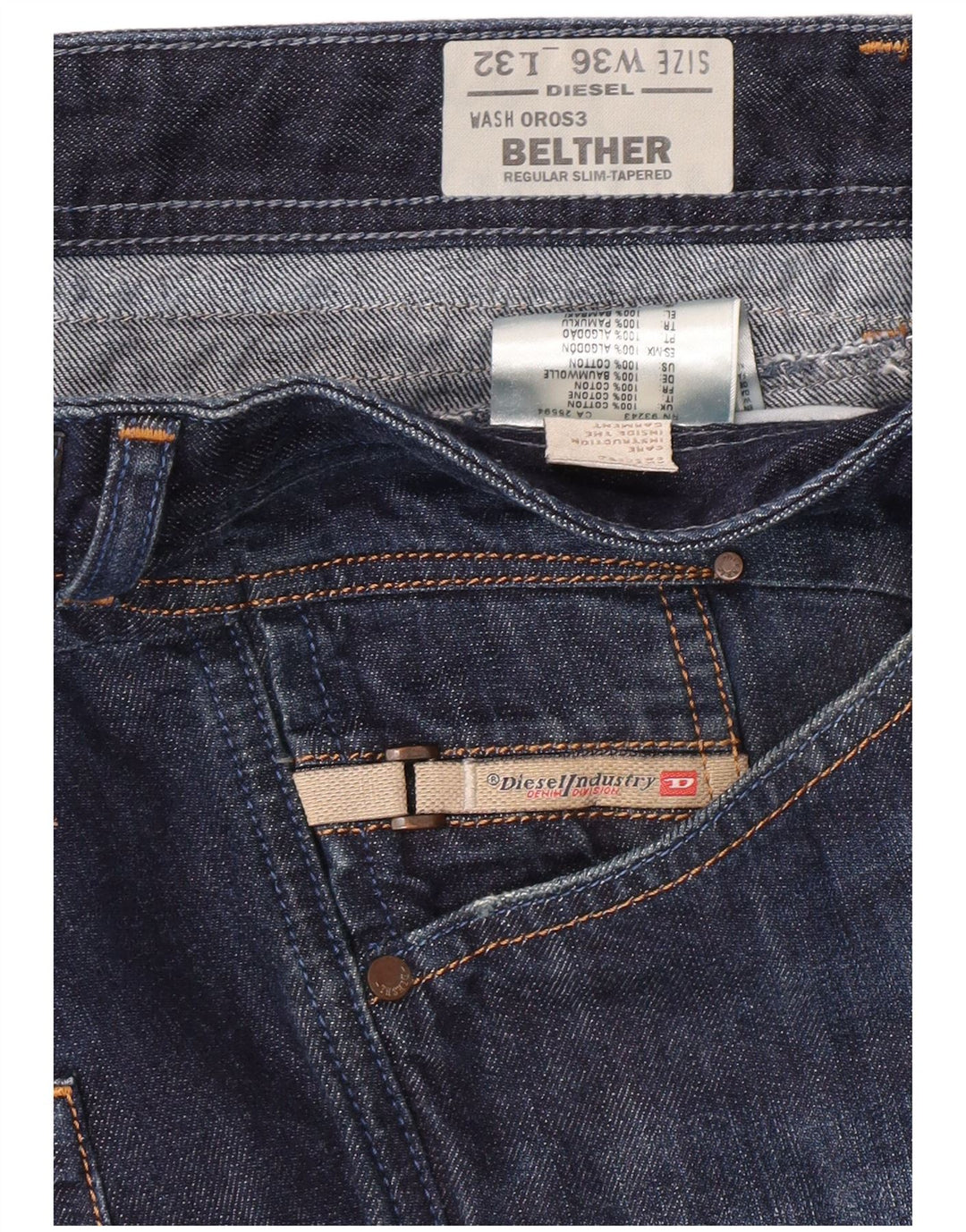 DIESEL Belther Regular Fit Blugi Slim Tapered pentru bărbați W36 L32 Bleumarin