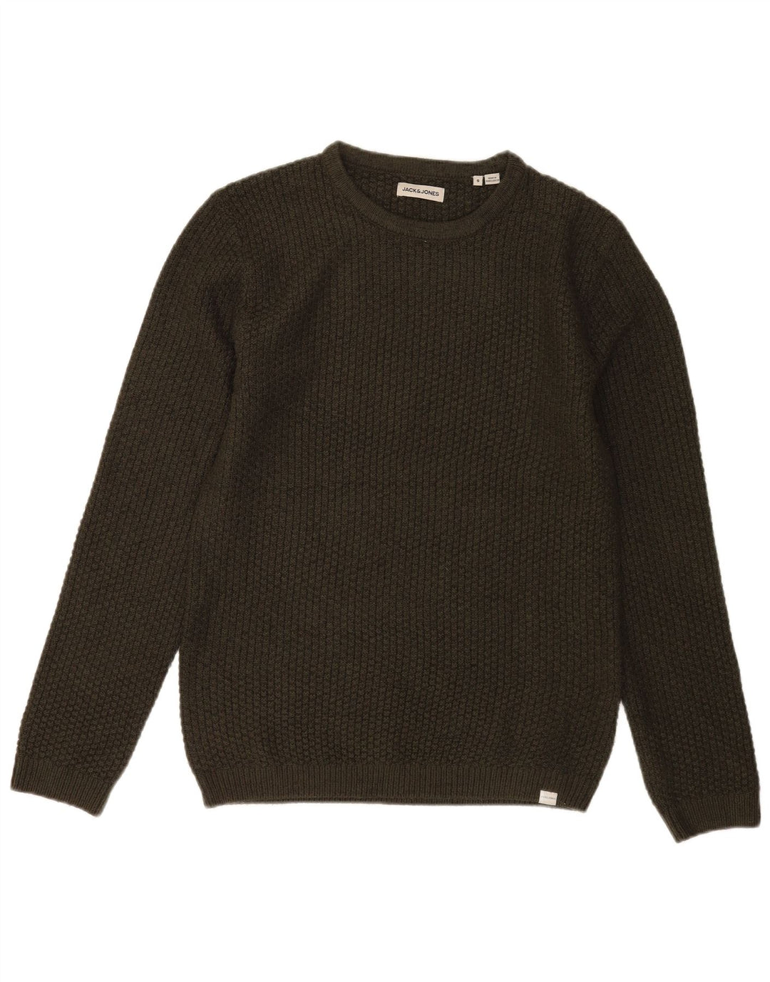 Pulover Jack & Jones pentru bărbați cu decolteu rotund, mic acrilic kaki