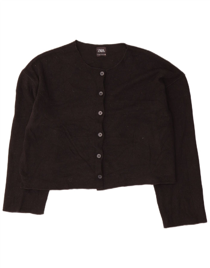 Pulover cardigan pentru femei Zara UK 18 XL Poliester negru
