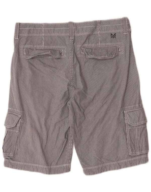 Crew Clothing Pantaloni scurti cargo pentru bărbați, bumbac cu dungi gri, W29
