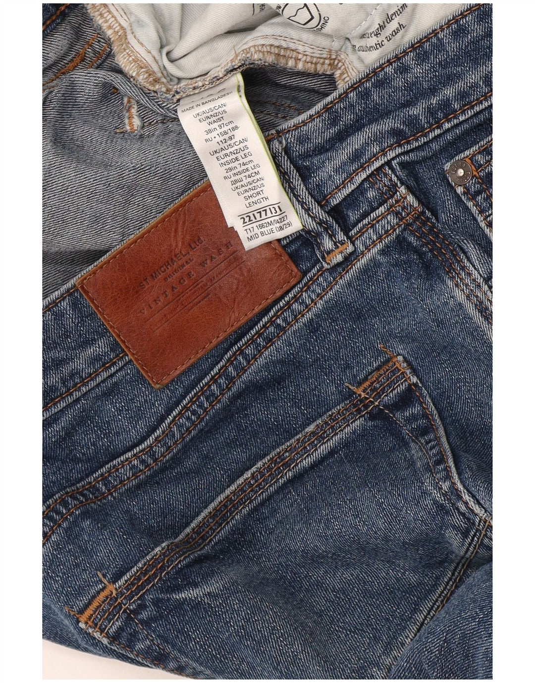 Blugi drepti pentru bărbați Marks & Spencer W38 L29 Bumbac albastru