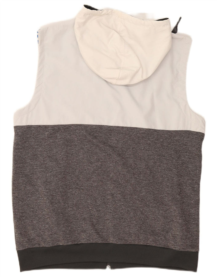 Pulover ADIDAS pentru bărbați, fără mâneci, cu fermoar, poliester color bloc, gri mare