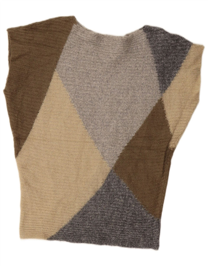 Pulover de damă BENETTON cu gât de barcă UK 14 Medium Multicolor