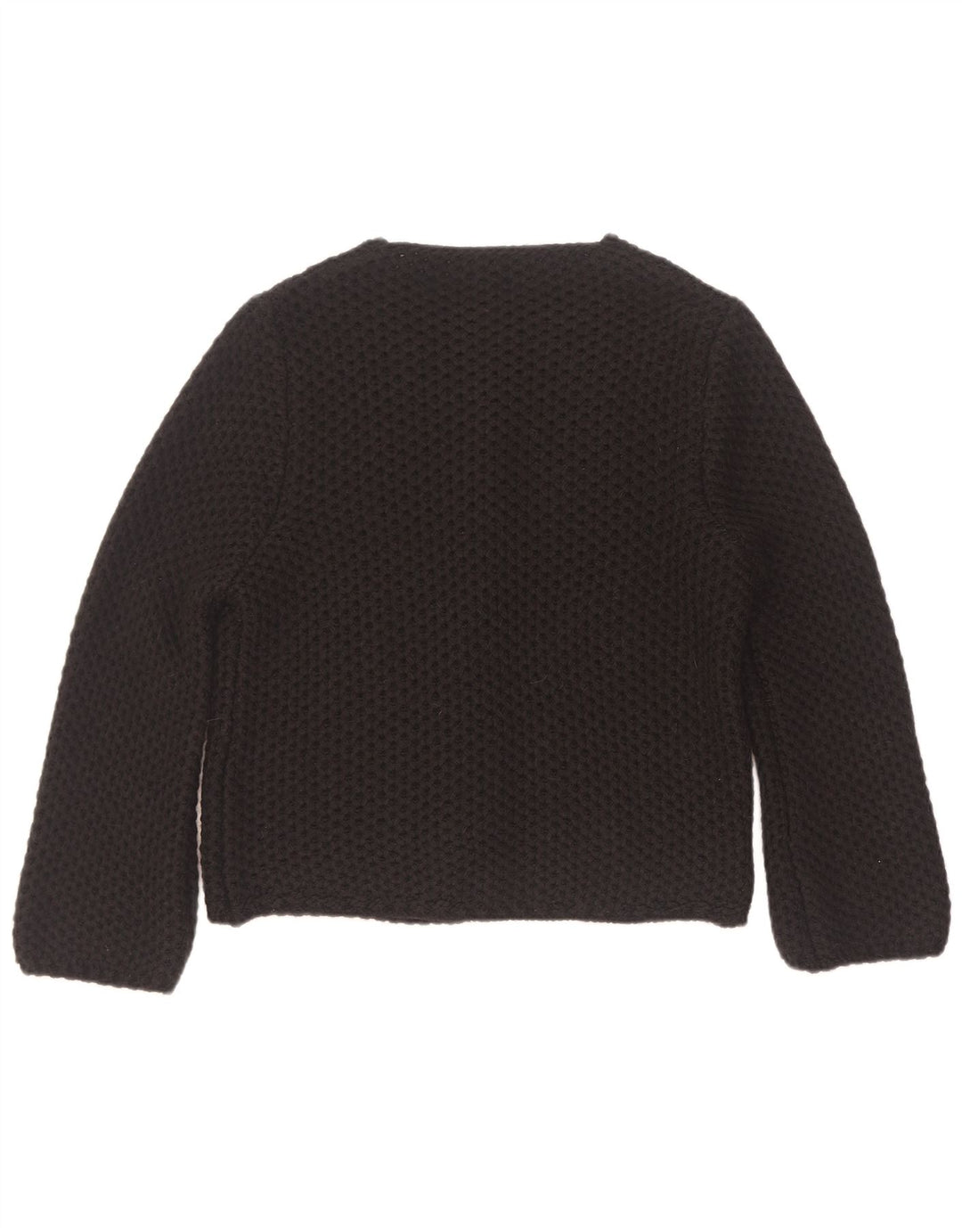 Pulover cardigan deschis pentru femei Vintage UK 14 Medium Black Acrilic