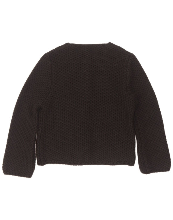 Pulover cardigan deschis pentru femei Vintage UK 14 Medium Black Acrilic