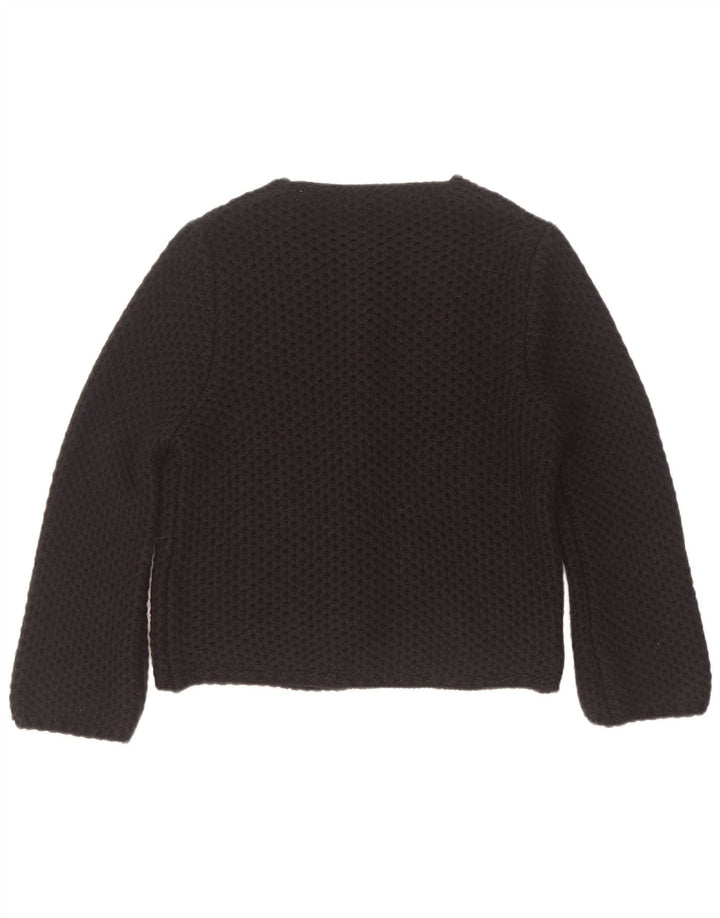 Pulover cardigan deschis pentru femei Vintage UK 14 Medium Black Acrilic