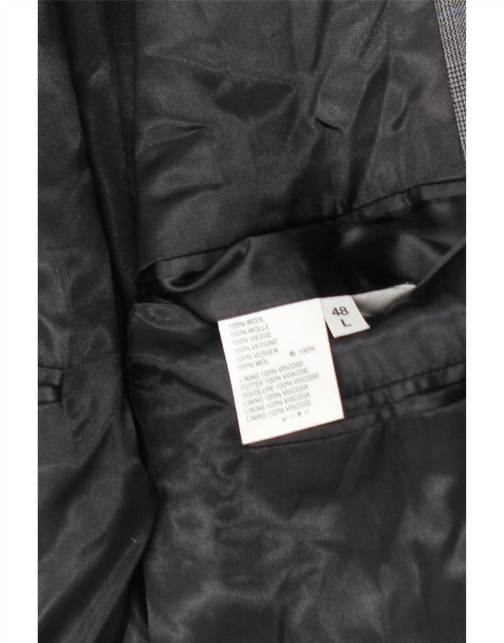 AQUASCUTUM Jachetă pentru bărbați cu 3 nasturi, UK 48 4XL, lână cu carouri gri