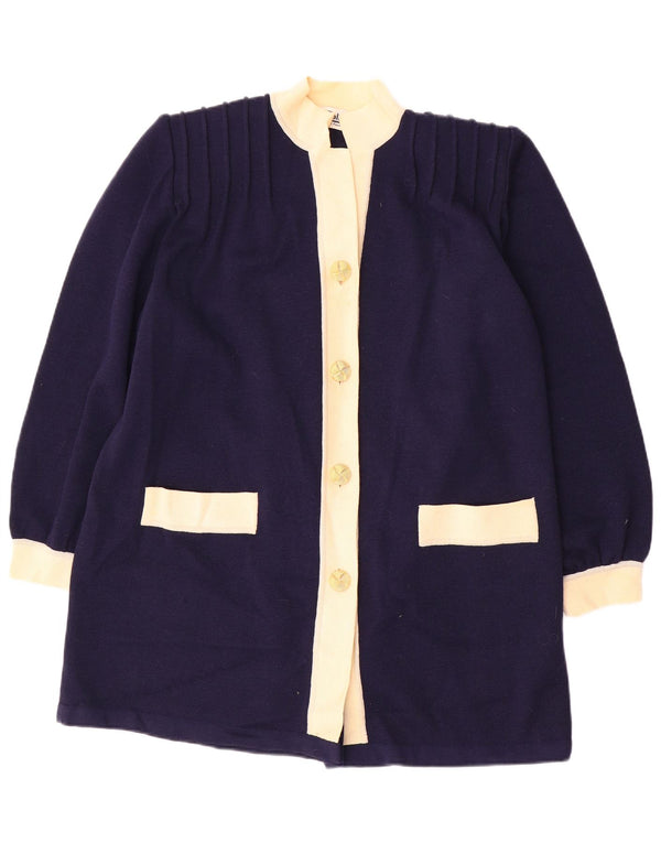 Pulover cardigan supradimensionat cu paragate vintage pentru femei IT 46 mare bleumarin