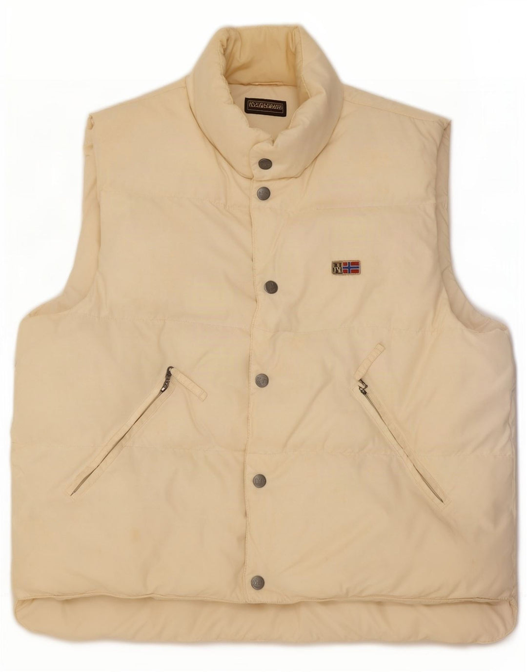 Napapijri Gilet grafic căptușit pentru bărbați UK 38 Medium Off White Poliamidă