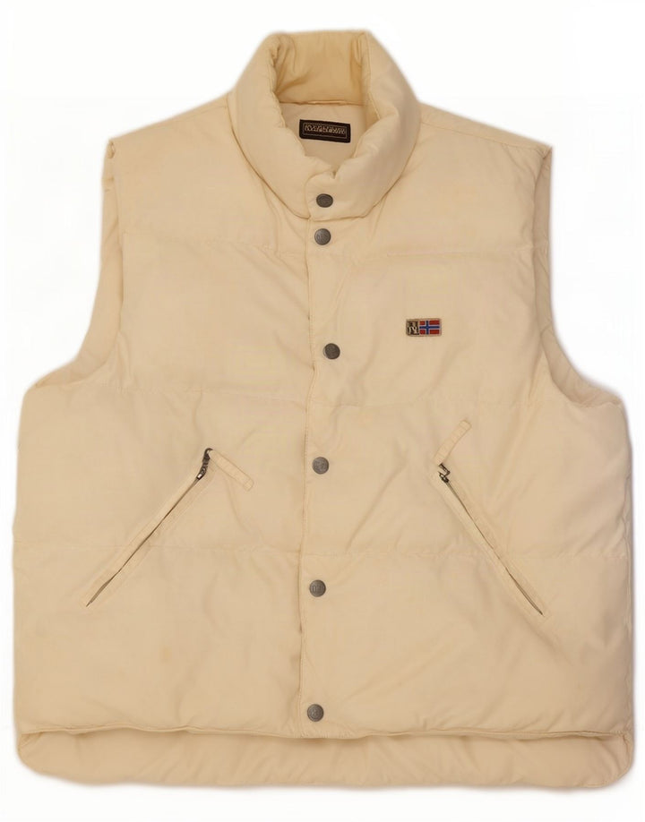 Napapijri Gilet grafic căptușit pentru bărbați UK 38 Medium Off White Poliamidă