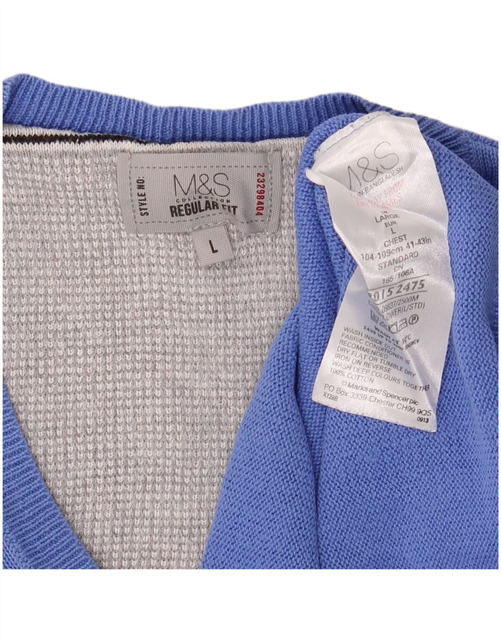 Pulover cu decolteu în V Marks & Spencer pentru bărbați, mare, albastru